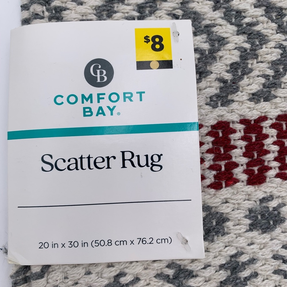 Comfort Bay Gray and Red Geometric Scatter Rug - Picture 2 of 5